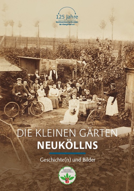 Bild in Sepia-Färbung; Kleingarten zur Jahrhundertwende